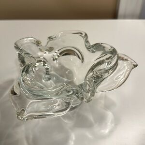 Vintage MURANO Like Biomorphic Bowl Dish MCM Art Glass Blown Glass Clear